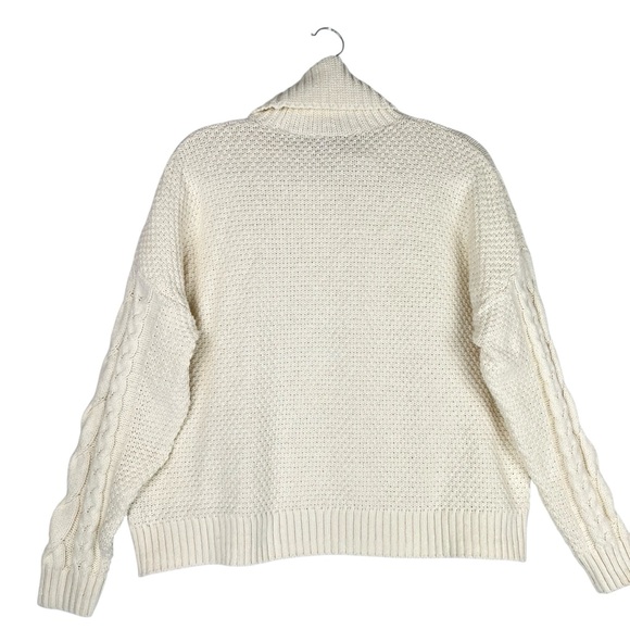 Madewell Cable Turtleneck Sweater Sz L Cream - Picture 4 of 15